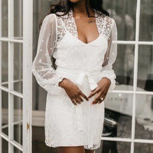 LeRose Camile Spot Lace Robe with Slip - Size XS
